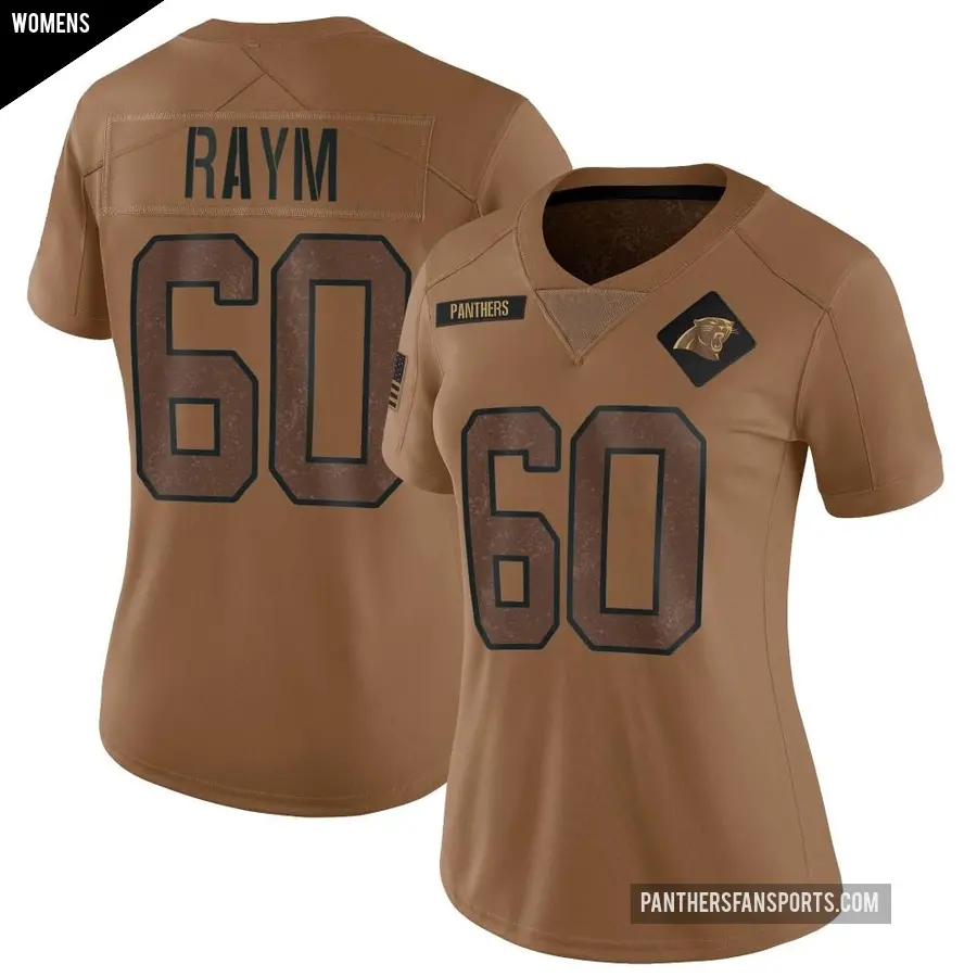 Women's Carolina Panthers ＃60 Andrew Raym Brown Limited 2023 Salute To Service Jersey