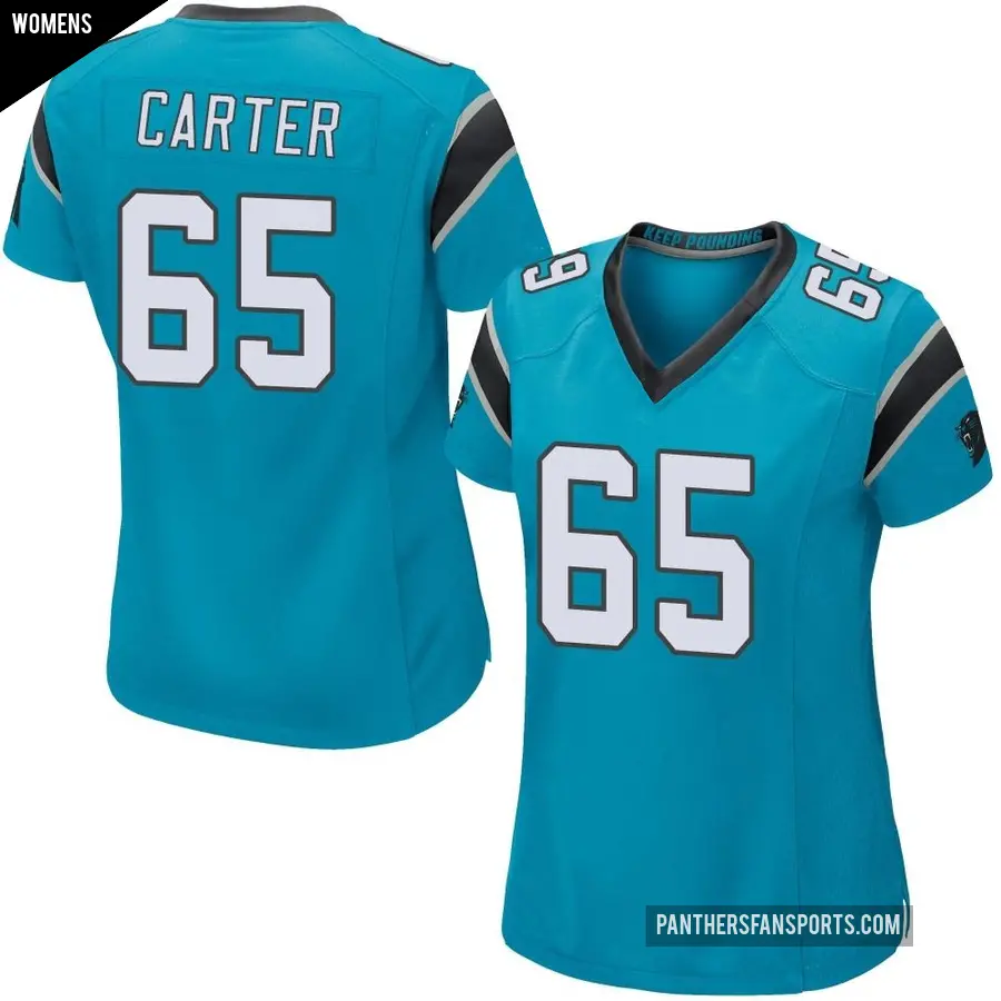 Women's Carolina Panthers ＃65 Ja'Tyre Carter Blue Game Alternate Jersey