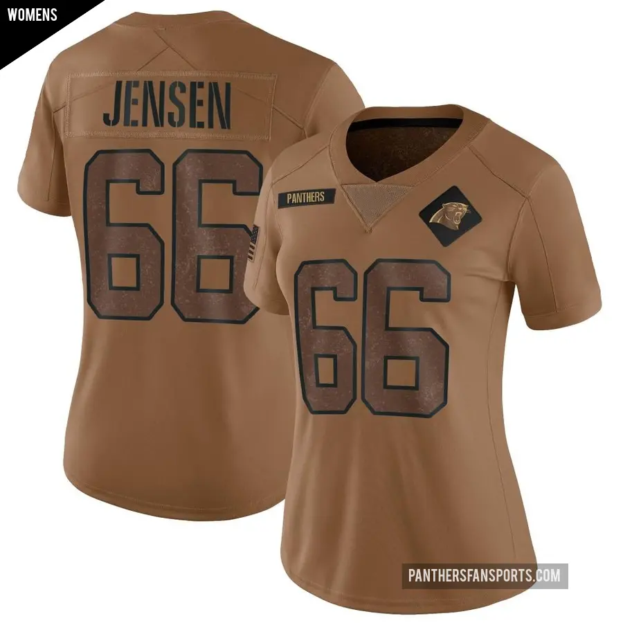 Women's Carolina Panthers ＃66 Nash Jensen Brown Limited 2023 Salute To Service Jersey