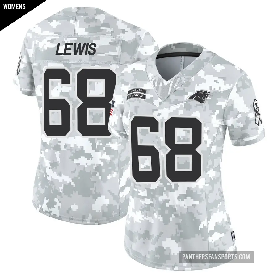 Women's Carolina Panthers ＃68 Damien Lewis Arctic Camo Limited 2024 Salute to Service Jersey