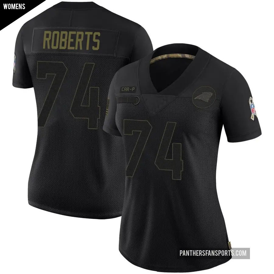 Women's Carolina Panthers ＃74 Sam Roberts Black Limited 2020 Salute To Service Jersey