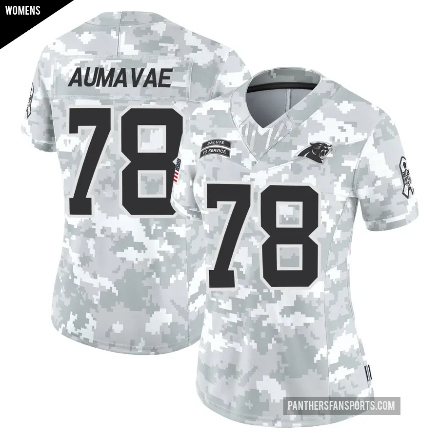 Women's Carolina Panthers ＃78 Popo Aumavae Arctic Camo Limited 2024 Salute to Service Jersey