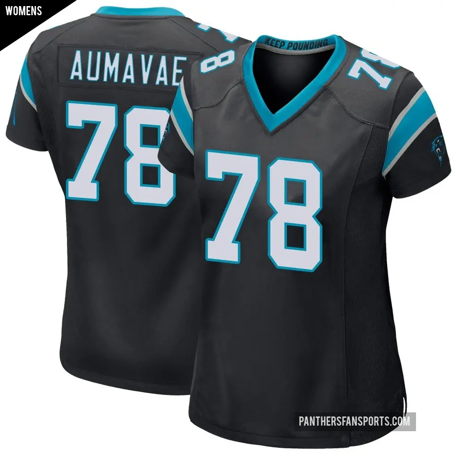Women's Carolina Panthers ＃78 Popo Aumavae Black Game Team Color Jersey