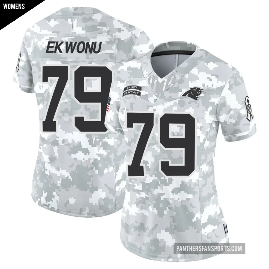 Women's Carolina Panthers ＃79 Ikem Ekwonu Arctic Camo Limited 2024 Salute to Service Jersey