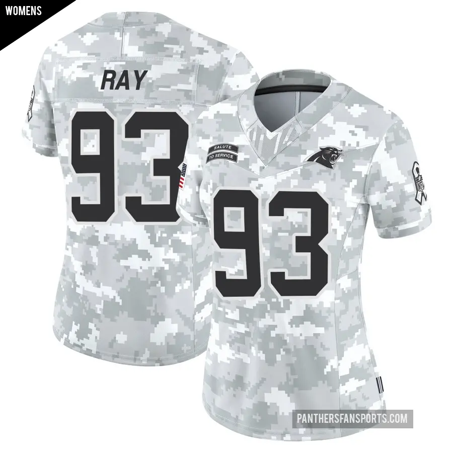 Women's Carolina Panthers ＃93 LaBryan Ray Arctic Camo Limited 2024 Salute to Service Jersey