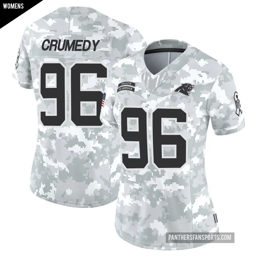 Women's Carolina Panthers ＃96 Jaden Crumedy Arctic Camo Limited 2024 Salute to Service Jersey