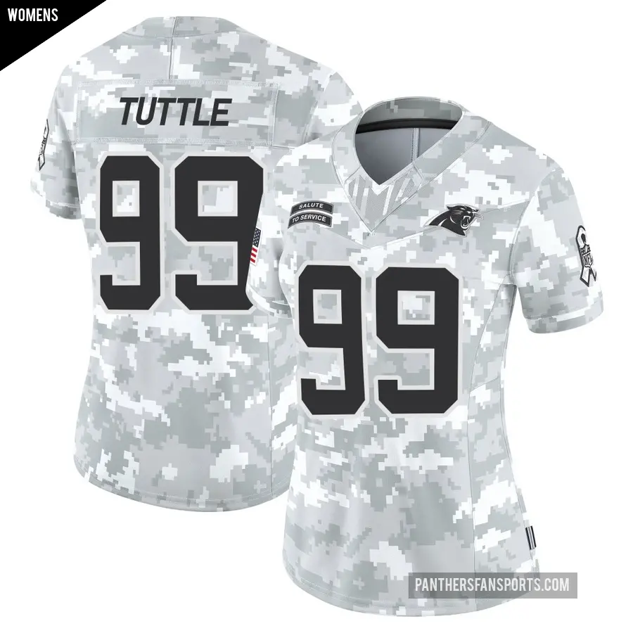 Women's Carolina Panthers ＃99 Shy Tuttle Arctic Camo Limited 2024 Salute to Service Jersey