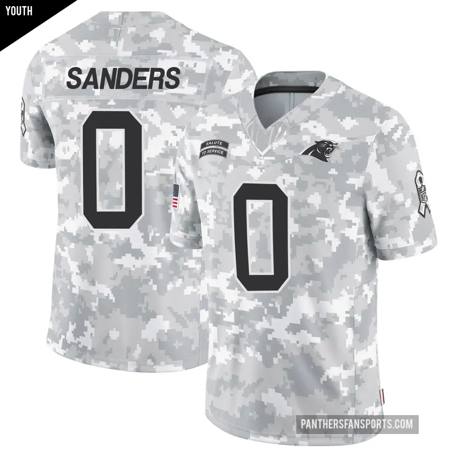 Youth Carolina Panthers ＃0 Ja'Tavion Sanders Arctic Camo Limited 2024 Salute to Service Jersey