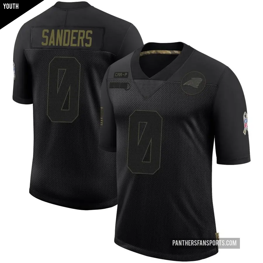 Youth Carolina Panthers ＃0 Ja'Tavion Sanders Black Limited 2020 Salute To Service Jersey
