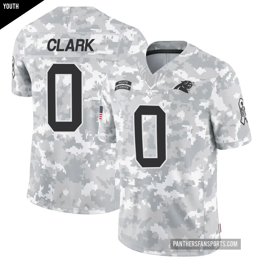 Youth Carolina Panthers ＃0 Jerrod Clark Arctic Camo Limited 2024 Salute to Service Jersey
