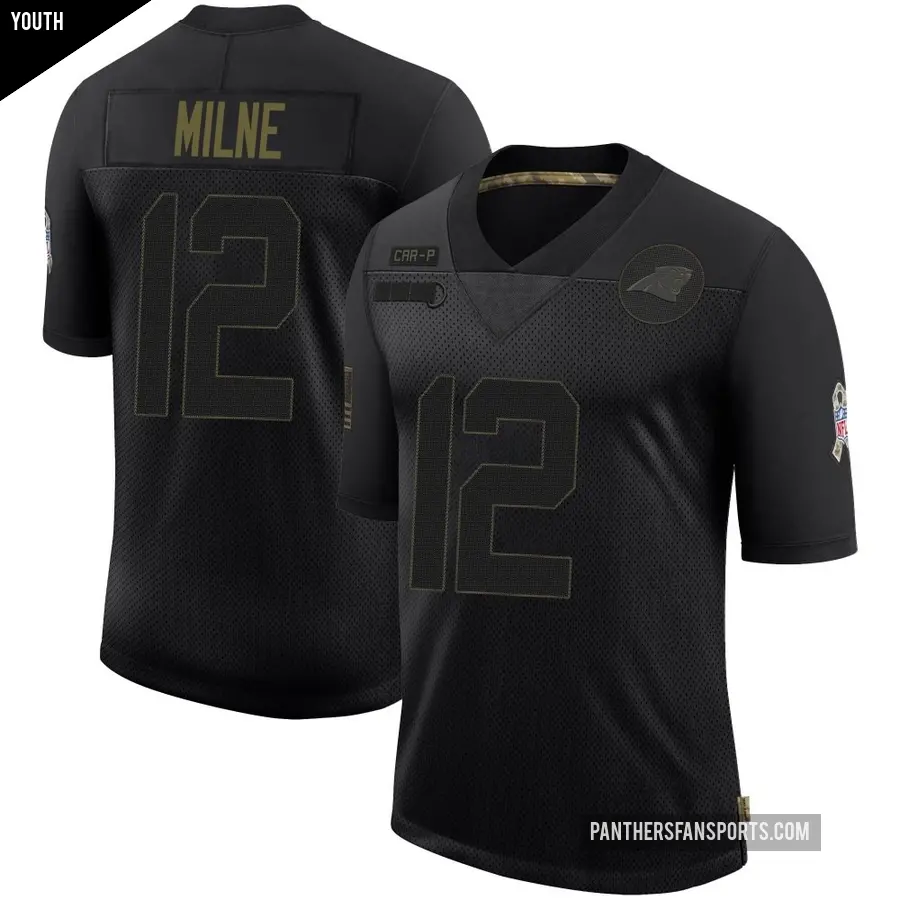 Youth Carolina Panthers ＃12 Dax Milne Black Limited 2020 Salute To Service Jersey
