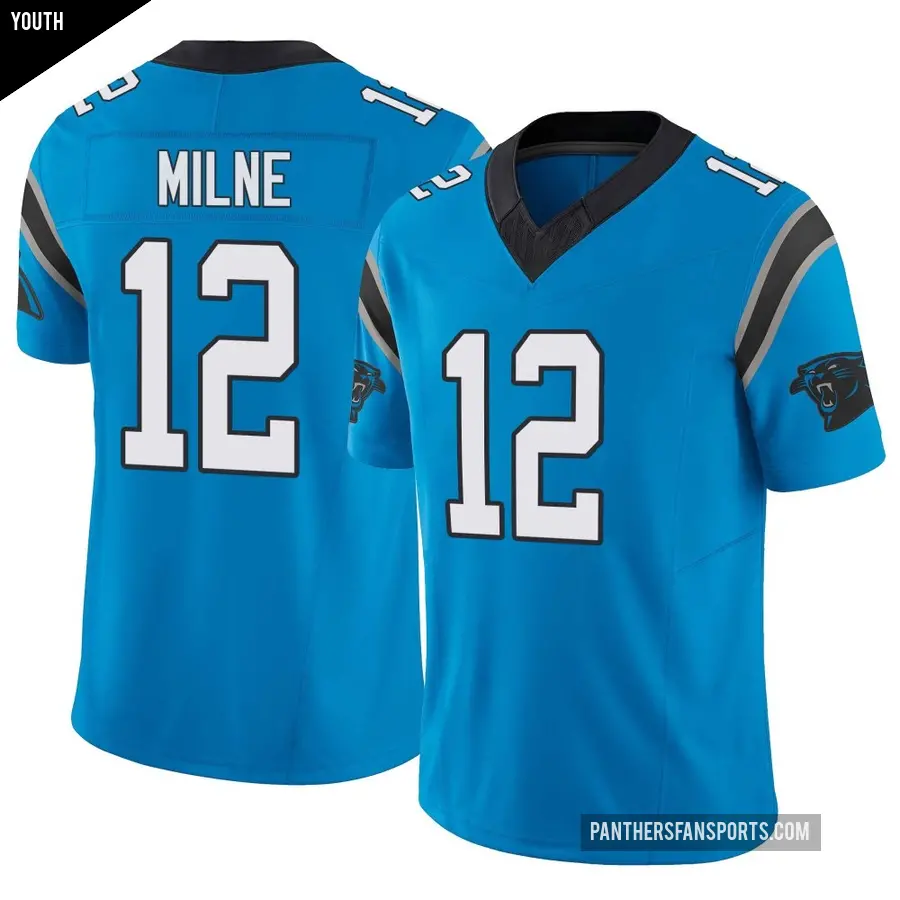 Youth Carolina Panthers ＃12 Dax Milne Blue Limited Vapor F.U.S.E. Jersey