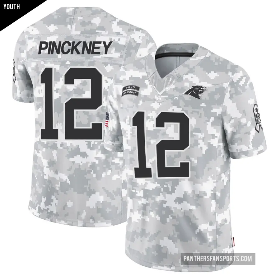 Youth Carolina Panthers ＃12 Sam Pinckney Arctic Camo Limited 2024 Salute to Service Jersey