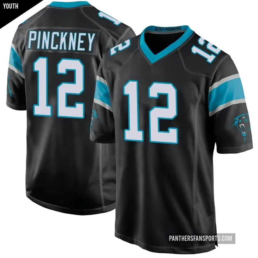 Youth Carolina Panthers ＃12 Sam Pinckney Black Game Team Color Jersey