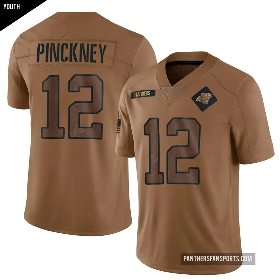 Youth Carolina Panthers ＃12 Sam Pinckney Brown Limited 2023 Salute To Service Jersey