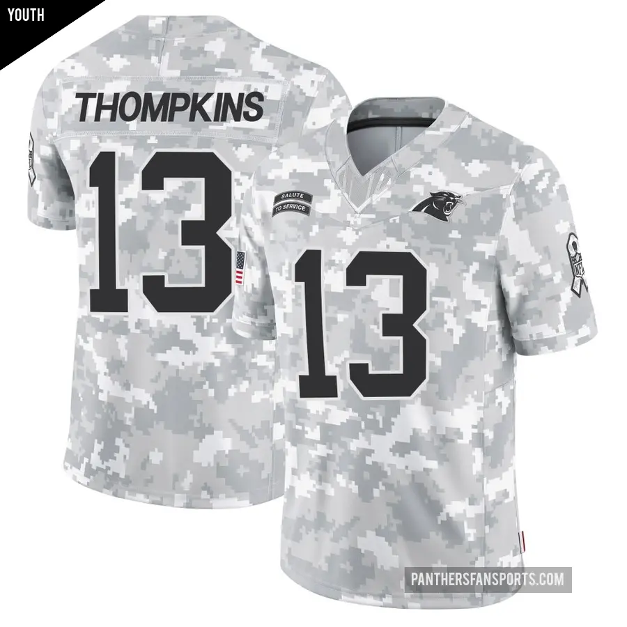 Youth Carolina Panthers ＃13 Deven Thompkins Arctic Camo Limited 2024 Salute to Service Jersey