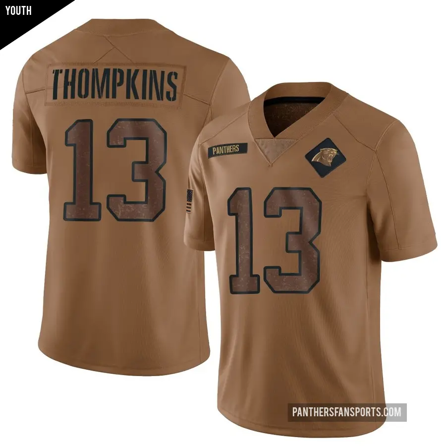 Youth Carolina Panthers ＃13 Deven Thompkins Brown Limited 2023 Salute To Service Jersey