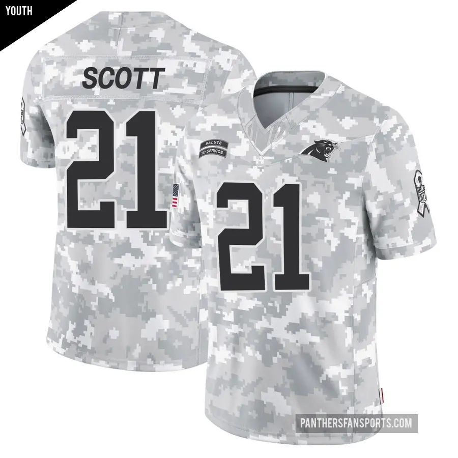 Youth Carolina Panthers ＃21 Nick Scott Arctic Camo Limited 2024 Salute to Service Jersey