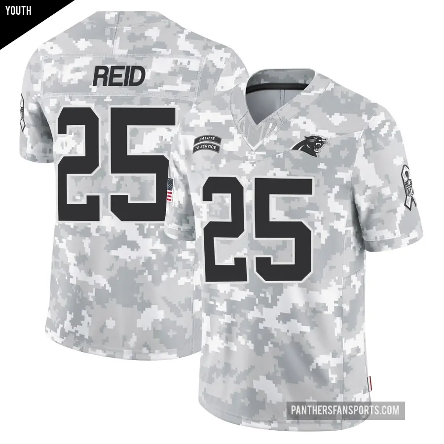 Youth Carolina Panthers ＃25 Eric Reid Arctic Camo Limited 2024 Salute to Service Jersey