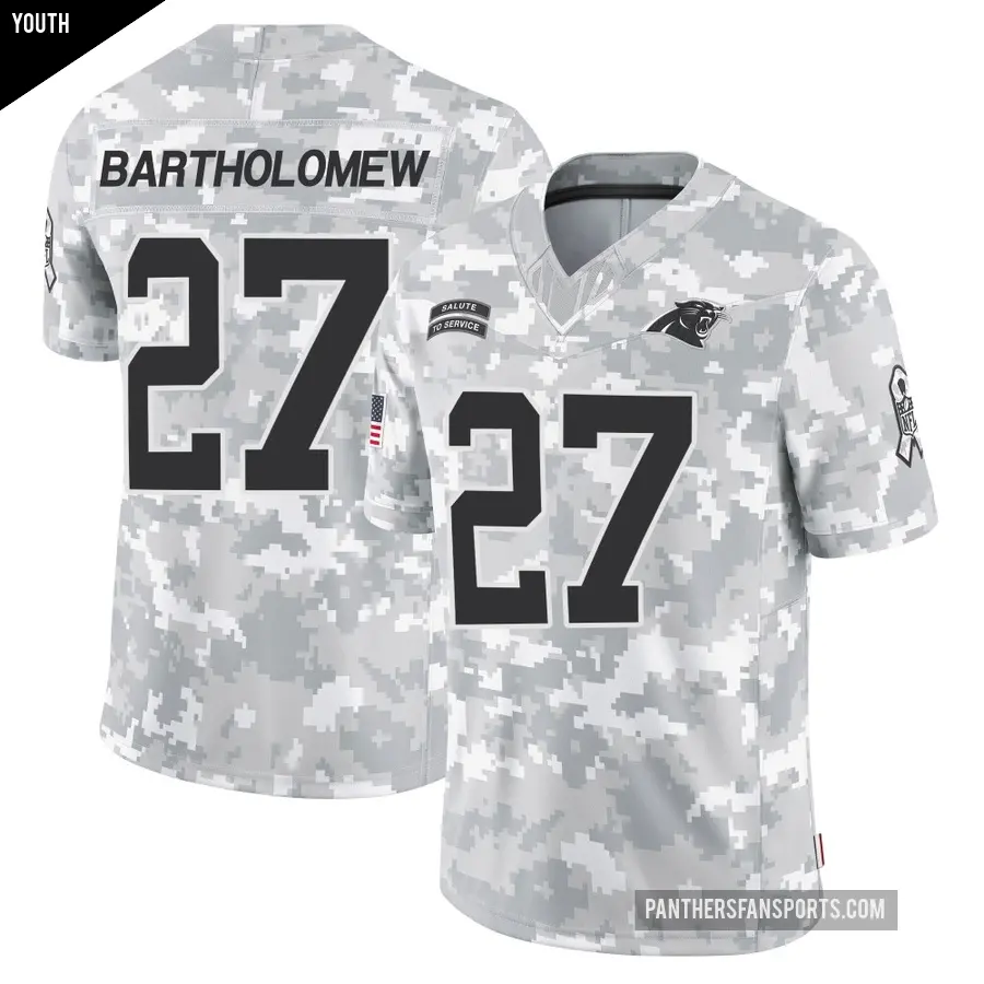 Youth Carolina Panthers ＃27 Shemar Bartholomew Arctic Camo Limited 2024 Salute to Service Jersey