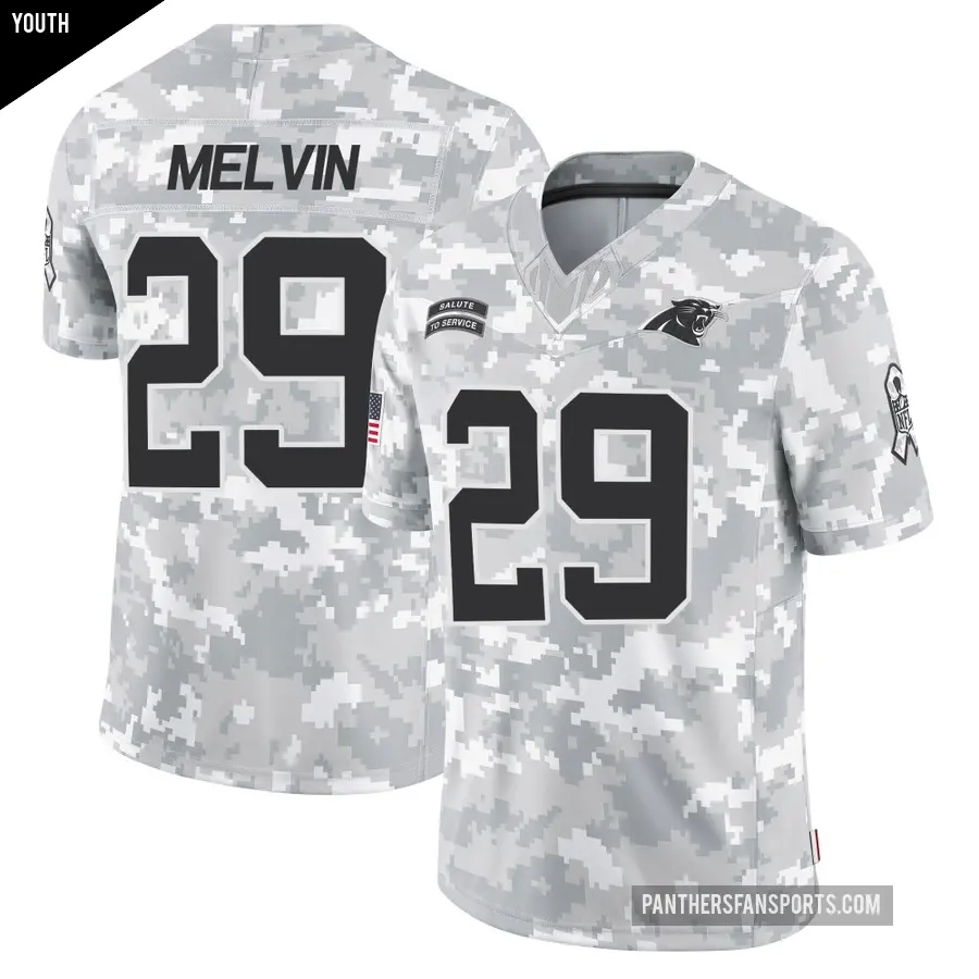Youth Carolina Panthers ＃29 Rashaan Melvin Arctic Camo Limited 2024 Salute to Service Jersey