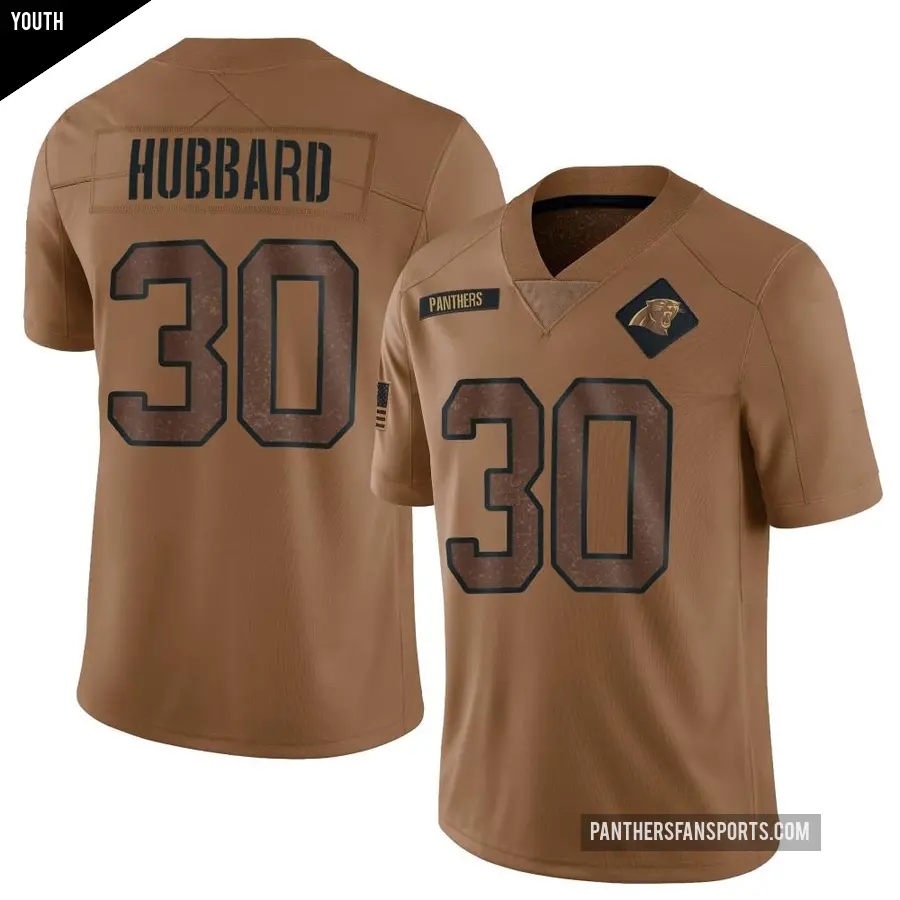 Youth Carolina Panthers ＃30 Chuba Hubbard Brown Limited 2023 Salute To Service Jersey