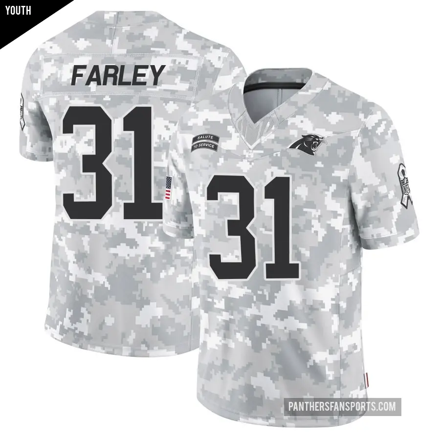 Youth Carolina Panthers ＃31 Caleb Farley Arctic Camo Limited 2024 Salute to Service Jersey