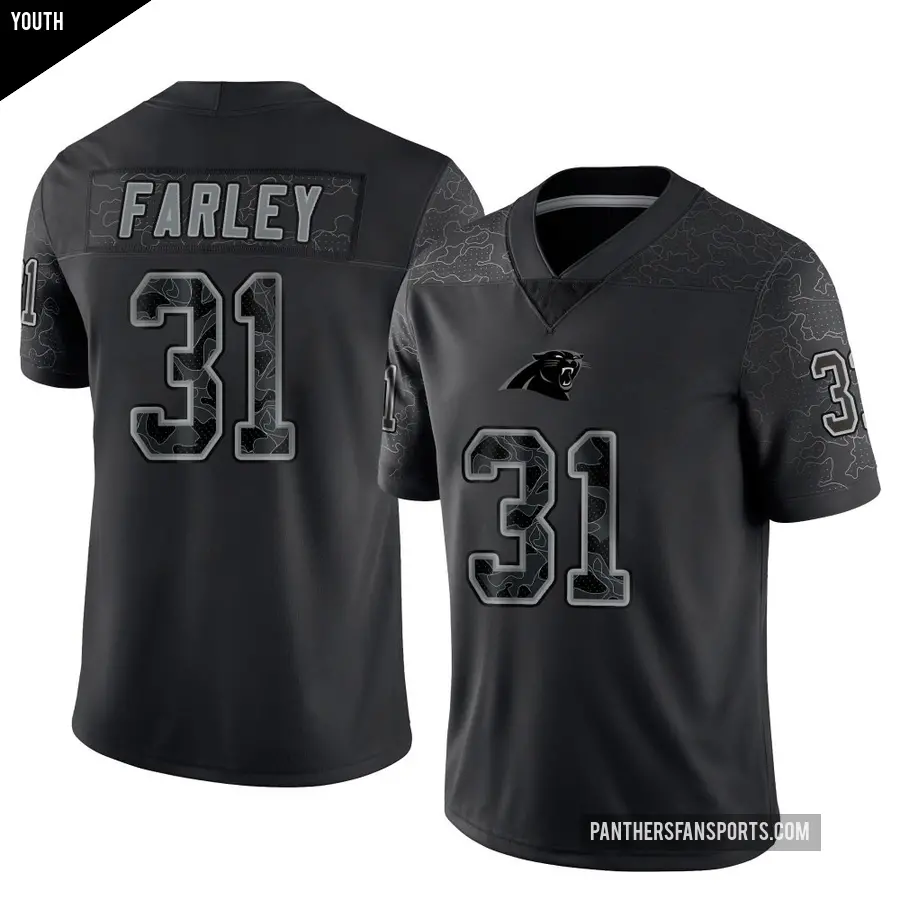 Youth Carolina Panthers ＃31 Caleb Farley Black Limited Reflective Jersey