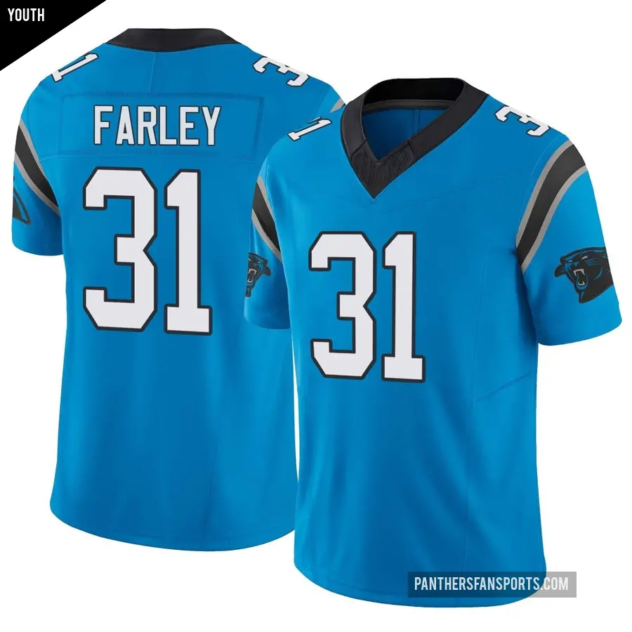 Youth Carolina Panthers ＃31 Caleb Farley Blue Limited Vapor F.U.S.E. Jersey