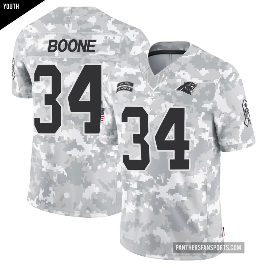 Youth Carolina Panthers ＃34 Mike Boone Arctic Camo Limited 2024 Salute to Service Jersey