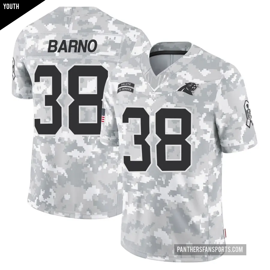 Youth Carolina Panthers ＃38 Amare Barno Arctic Camo Limited 2024 Salute to Service Jersey