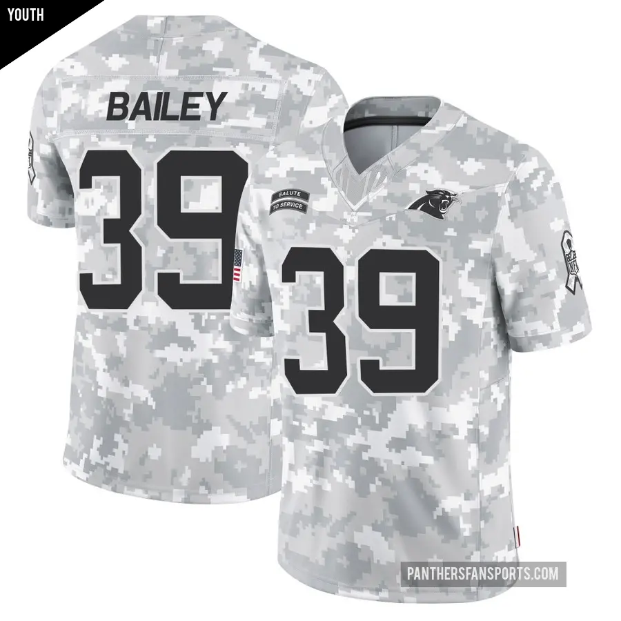 Youth Carolina Panthers ＃39 Emani Bailey Arctic Camo Limited 2024 Salute to Service Jersey