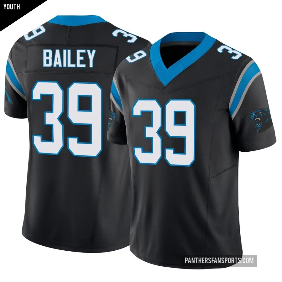 Youth Carolina Panthers ＃39 Emani Bailey Black Limited Vapor F.U.S.E. Jersey