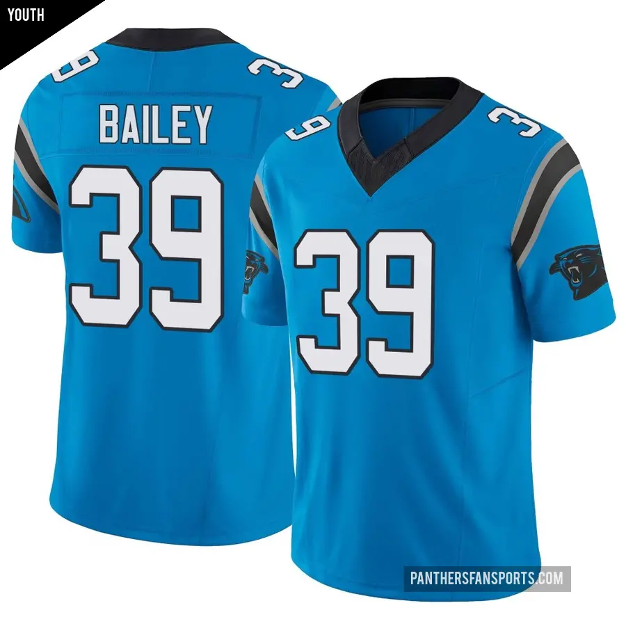 Youth Carolina Panthers ＃39 Emani Bailey Blue Limited Vapor F.U.S.E. Jersey