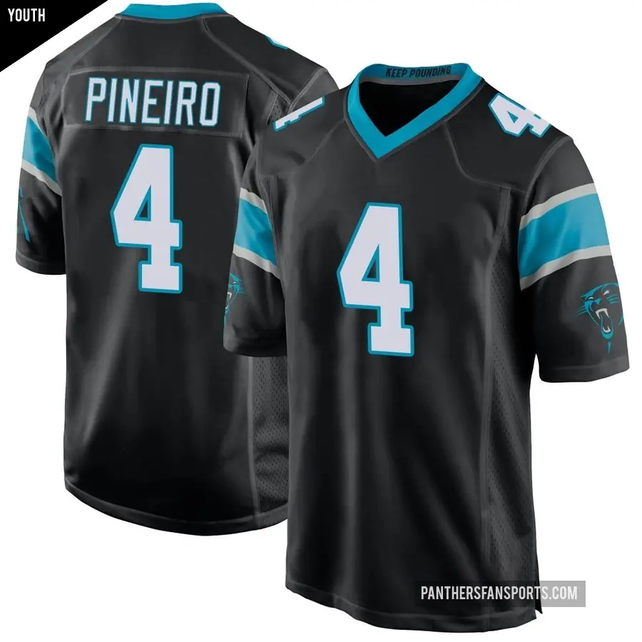 Youth Carolina Panthers ＃4 Eddy Pineiro Black Game Team Color Jersey