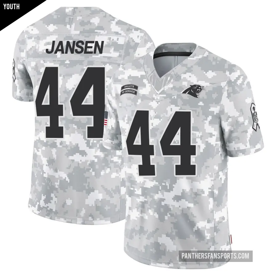 Youth Carolina Panthers ＃44 JJ Jansen Arctic Camo Limited 2024 Salute to Service Jersey