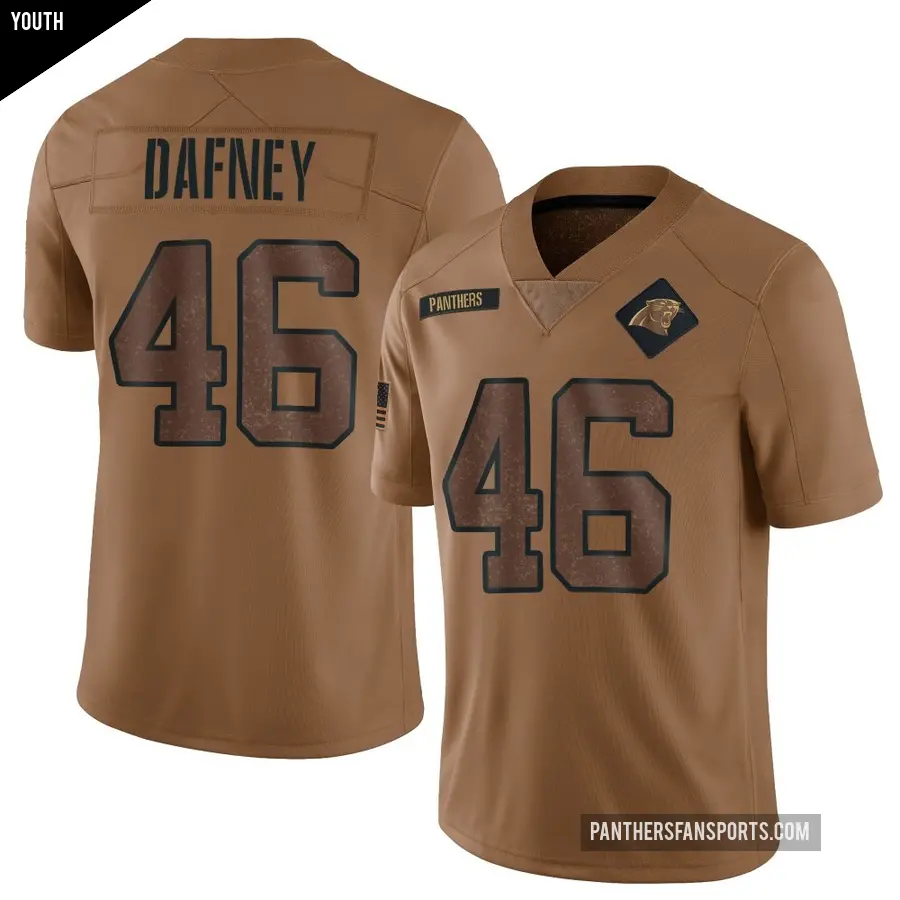 Youth Carolina Panthers ＃46 Dominique Dafney Brown Limited 2023 Salute To Service Jersey