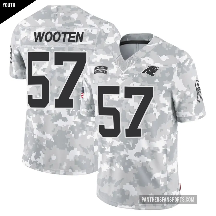 Youth Carolina Panthers ＃57 Chandler Wooten Arctic Camo Limited 2024 Salute to Service Jersey