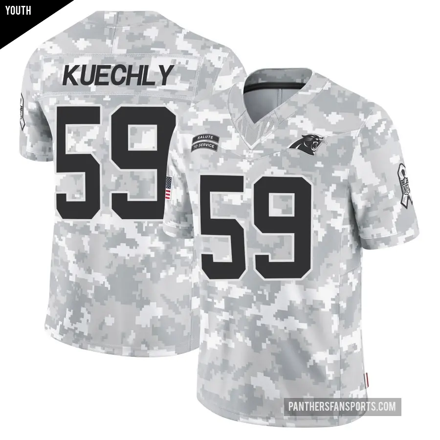 Youth Carolina Panthers ＃59 Luke Kuechly Arctic Camo Limited 2024 Salute to Service Jersey