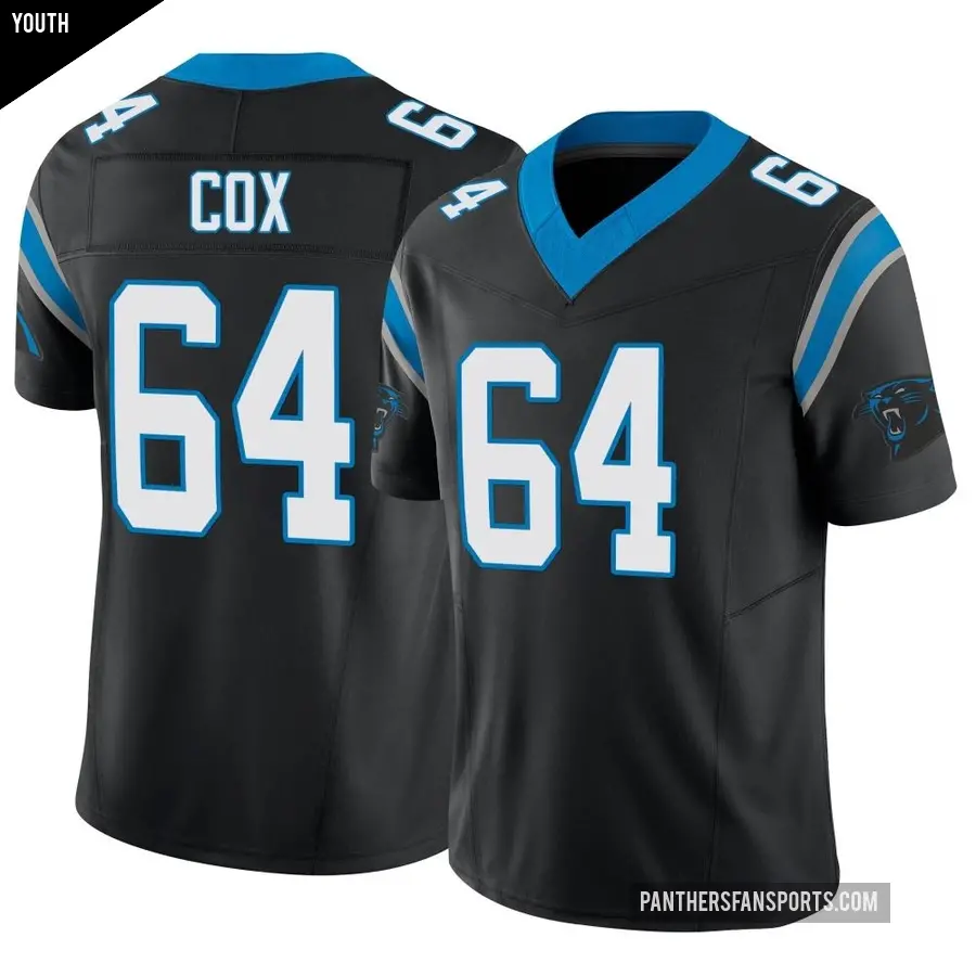 Youth Carolina Panthers ＃64 Bryan Cox Black Limited Vapor F.U.S.E. Jersey