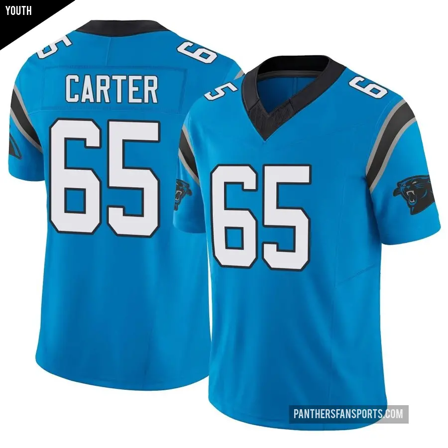Youth Carolina Panthers ＃65 Ja'Tyre Carter Blue Limited Vapor F.U.S.E. Jersey