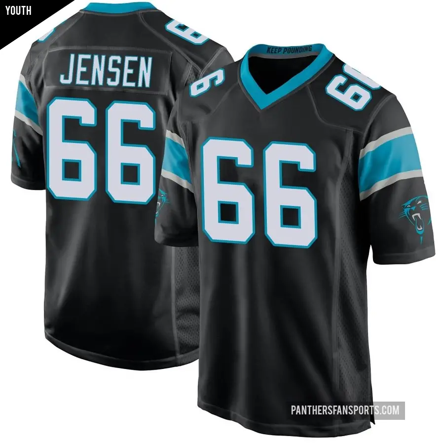 Youth Carolina Panthers ＃66 Nash Jensen Black Game Team Color Jersey