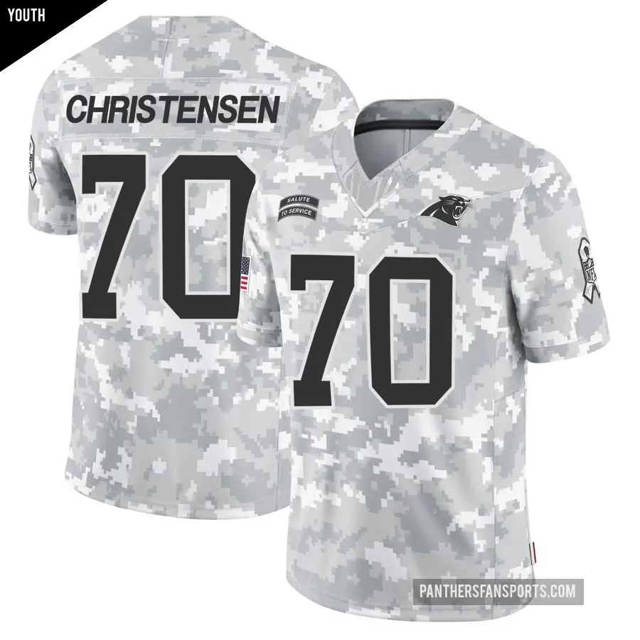 Youth Carolina Panthers ＃70 Brady Christensen Arctic Camo Limited 2024 Salute to Service Jersey