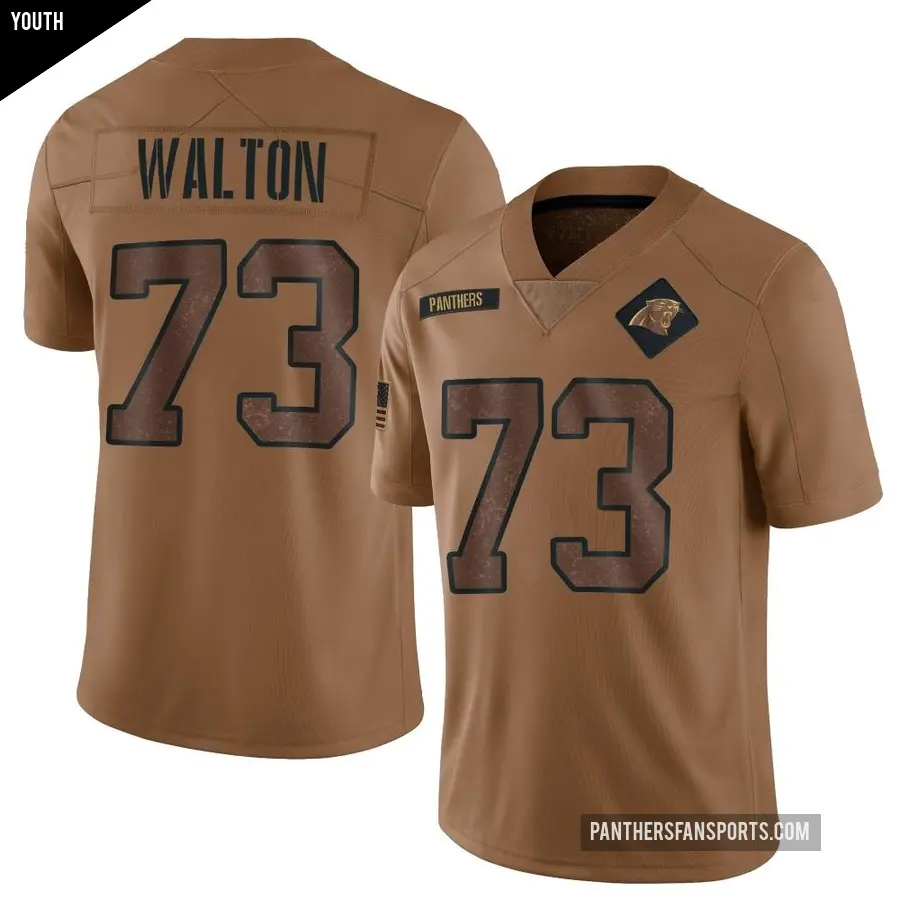 Youth Carolina Panthers ＃73 Brandon Walton Brown Limited 2023 Salute To Service Jersey