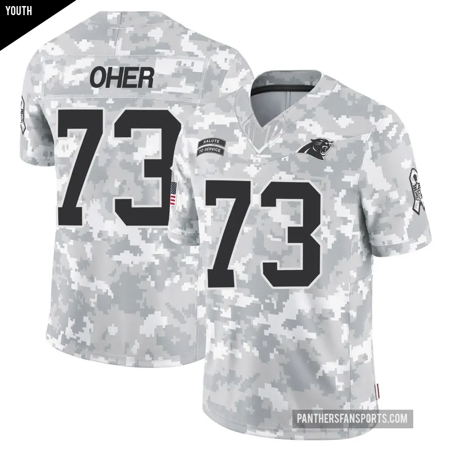 Youth Carolina Panthers ＃73 Michael Oher Arctic Camo Limited 2024 Salute to Service Jersey