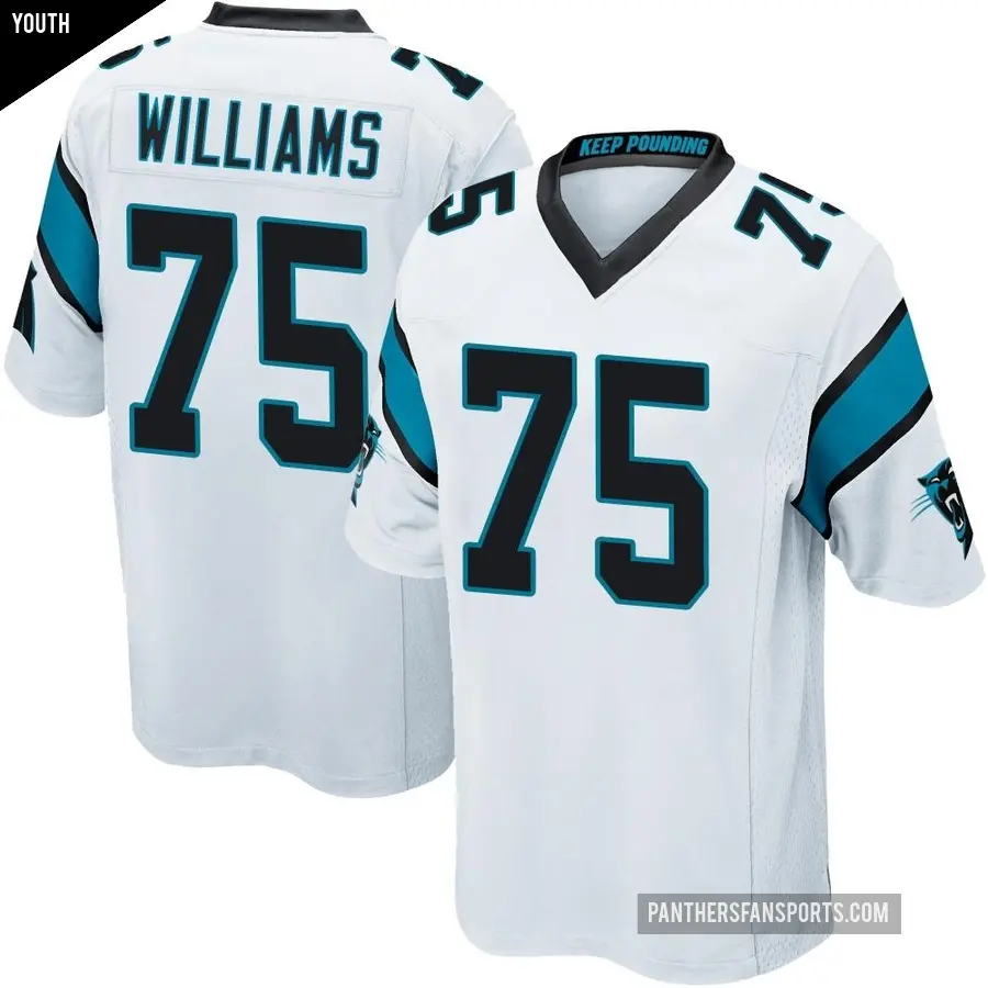 Youth Carolina Panthers ＃75 DeShawn Williams White Game Jersey