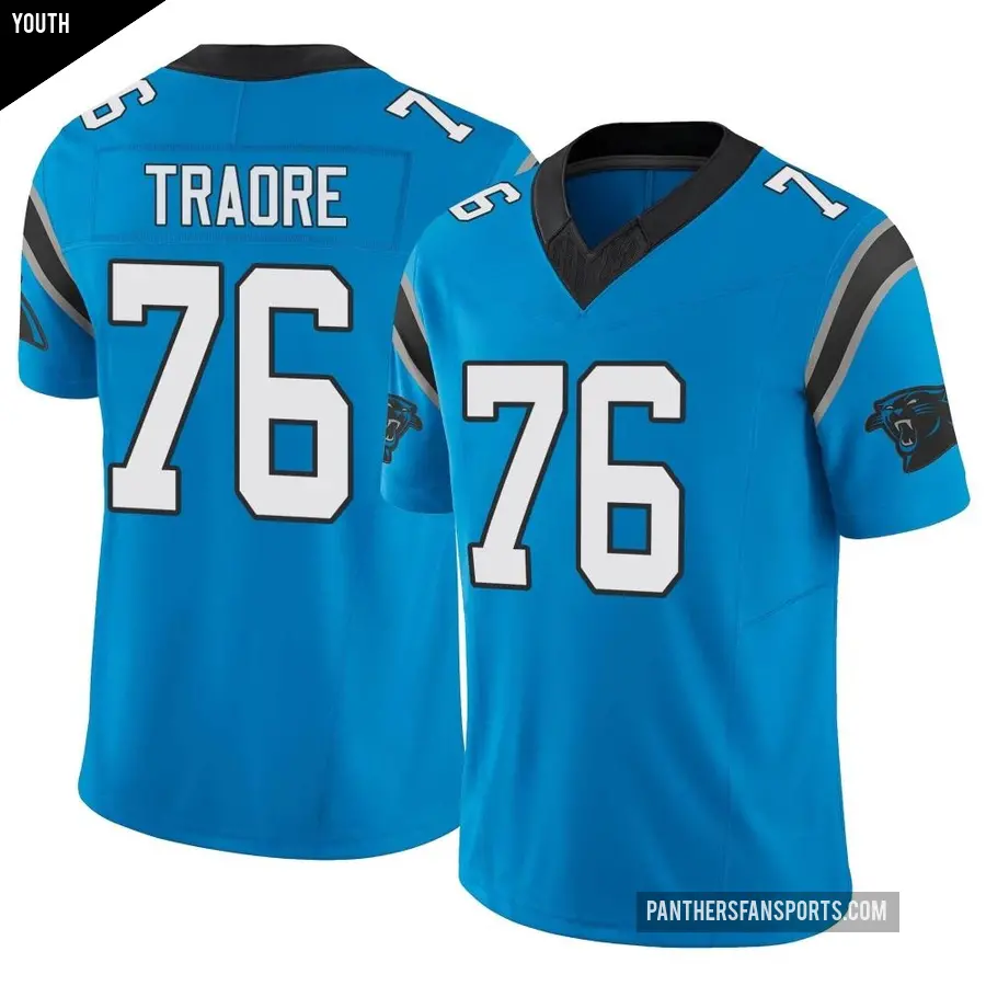 Youth Carolina Panthers ＃76 Badara Traore Blue Limited Vapor F.U.S.E. Jersey