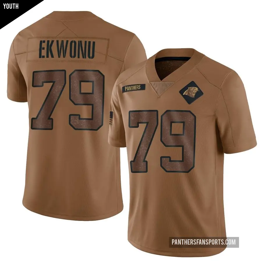 Youth Carolina Panthers ＃79 Ikem Ekwonu Brown Limited 2023 Salute To Service Jersey