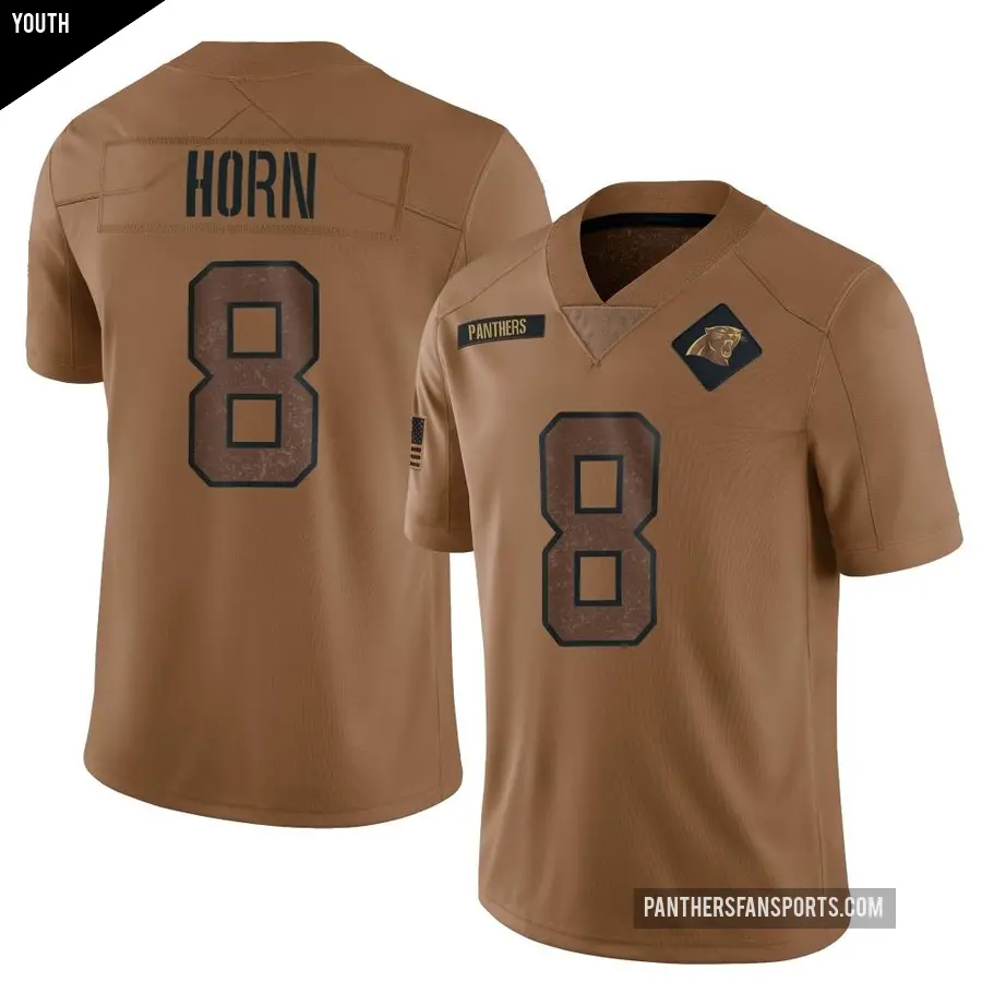Youth Carolina Panthers ＃8 Jaycee Horn Brown Limited 2023 Salute To Service Jersey