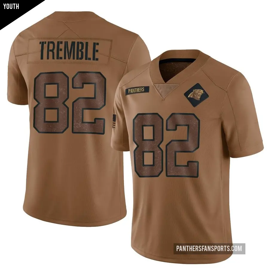 Youth Carolina Panthers ＃82 Tommy Tremble Brown Limited 2023 Salute To Service Jersey